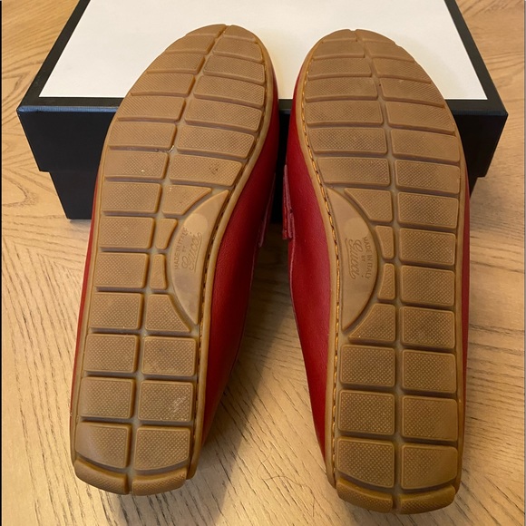 ❤️ Authentic Red Leather Gucci Loafers size 38 1/2 - Picture 8 of 9